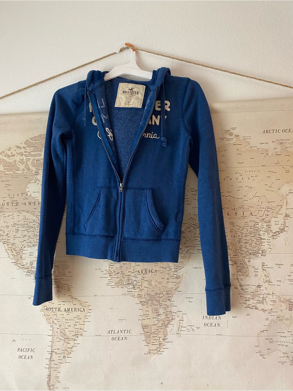 Hollister Blue Sherpa-Lined Zip Hoodie